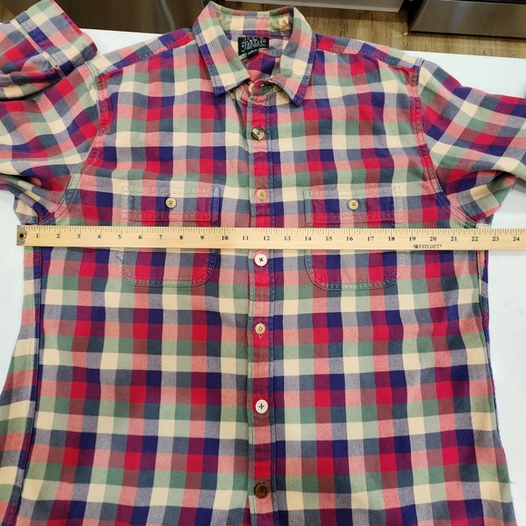VTG J.Crew Sporting Goods Men's L Plaid Flannel Shirt Long Sleeve Multi-Color - Picture 13 of 15